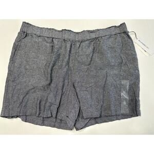 Liz Claiborne Womens Navy Chambray Linen Blend Shorts Size XXL NEW NWT